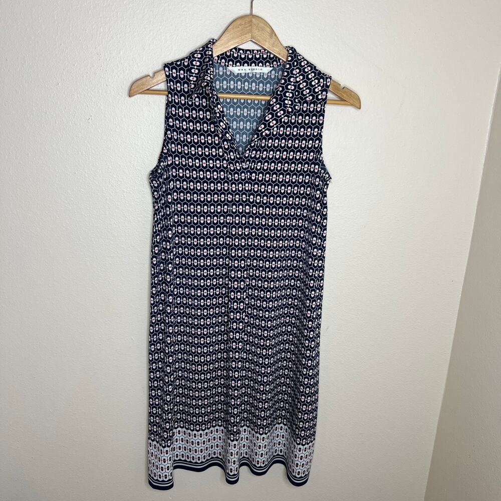 Max Studio Sleeveless Navy Pattern Dress Small